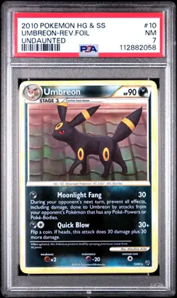 2010 POKEMON HGSS UNDAUNTED UMBREON #10 REVERSE FOIL PSA 7 NM #112882058 - Image 1