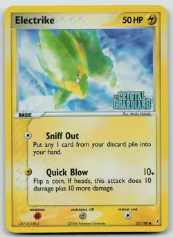 Pokemon Electrike (STAMPED) 52/100 Crystal Guardians Common Reverse Holo NM - Image 1