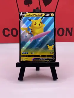 Surfing Pikachu V 008/025 Celebrations Holo Ultra Rare Pokemon TCG 2021 NM - Image 2