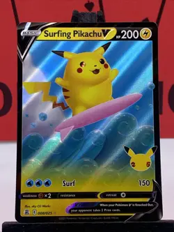 Surfing Pikachu V 008/025 Celebrations Holo Ultra Rare Pokemon TCG 2021 NM - Image 3