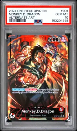 2024 One Piece OP07 EN Monkey D Luffy Alternate Art #001 PSA 10 GEM MINT - Image 1