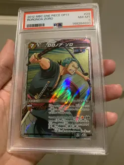 PSA 8 2012 MIRACLE BATTLE CARDDASS ONE PIECE OP11 29 RORONOA ZORO - Image 2