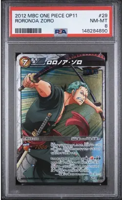 PSA 8 2012 MIRACLE BATTLE CARDDASS ONE PIECE OP11 29 RORONOA ZORO - Image 3