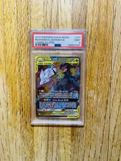 2019 POKEMON SUN & MOON COSMIC ECLIPSE #157 RESHIRAM & ZEKROM GX PSA 9 - Image 1