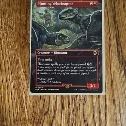 Hunting Velociraptor MTG Jurassic World Rare Borderless 0004 - Image 1