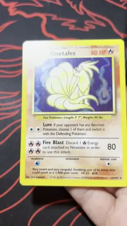 Pokemon Ninetales Base Set Holo Rare Card 12/102 LP Condition - Image 2