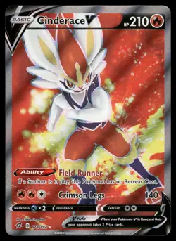Cinderace V 178/192 Ultra Rare Rebel Clash Pokemon NM - Image 1