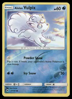 2017 Pokemon Alolan Vulpix Common Burning Shadows 27/147 Reverse Holo HP - Image 1