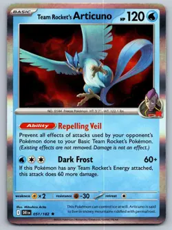 TEAM ROCKET'S ARTICUNO 051/182 HOLO R POKEMON DESTINED RIVALS NM/M - Image 1