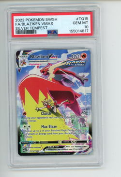 2022 Pokemon Silver Tempest Blaziken VMAX TG15/TG30 Full Art Holo Rare PSA 10 - Image 1