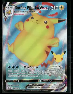 Pokemon - Surfing Pikachu VMAX 009/025 Celebrations NM - Image 1