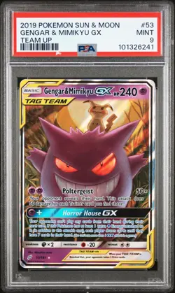 Gengar & Mimikyu GX 53/181 - Pokemon Sun & Moon Team Up PSA 9 Mint - Image 1