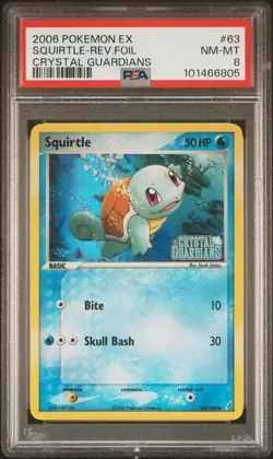 2006 Pokemon Ex Crystal Guardians Squirtle Reverse Holo PSA 8 #63 - Image 1