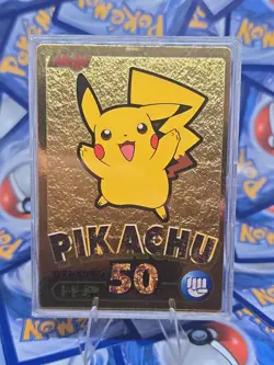 Pokemon Meiji Pikachu Gold Foil Japanese Chocolate Promo Series 2000 Get Card - Image 1
