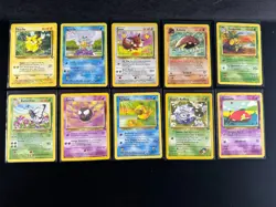 Pokemon Vintage Mixed Lot 10 Cards English ~MP/HP 3 Pikachu Squirtle - Image 1