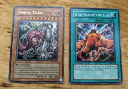 1996 Yu-Gi-Oh YuGiOh Cards Sphinx Teleia & Wild Nature's Release 1st Edition - Image 3
