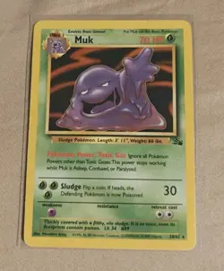 Pokemon TCG Muk 28/62 Fossil Regular Non-holo LP Card - Image 1