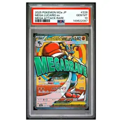 MEGA LUCARIO ex #228 PSA 10 2025 Pokemon Card - Image 1