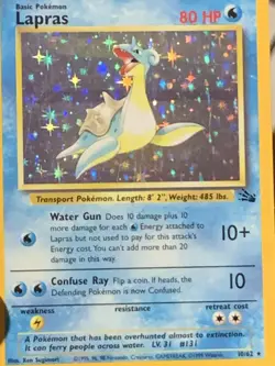 Lapras 1995 Rainbow Holo Original + 2 Energy Water Pokemon Cards Confuse Ray - Image 2