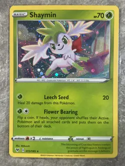 Shaymin 015/185 Pokemon TCG Card Swsh04: Vivid Voltage Holo Rare (Near Mint) 1 - Image 1