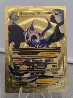 Pokemon Mega Shadow Lugia EX 1000hp Gold Foil Fan Art Collector Card TCG - Image 1