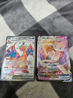 Nintendo Pokemon TCG Full Art Holo Charizard ex & Mew VMAX SVP Fusion Strike Lot - Image 1