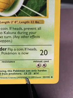 Pokemon TCG 1st Edition Shadowless Kakuna Base Set 33/102 VTG WOTC 1999 - Image 4
