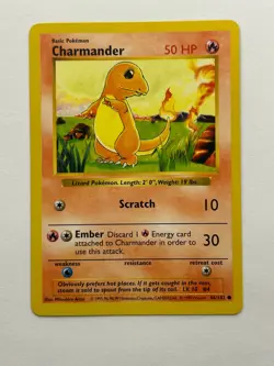 Pokemon Card Charmander 46/102 Base Set Shadowless Vintage WOTC 1999 - Image 1