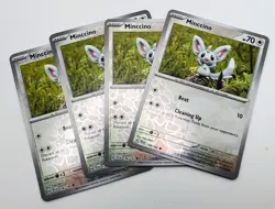 Minccino Reverse Holo 136/162 4x x4 Pokemon Cards 2024 Temporal Forces Playset - Image 1