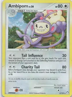 Ambipom 3/123 Mysterious Treasures Holo Rare 2007 Pokemon Card - Image 1