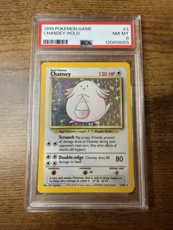 1999 WOTC Pokemon BASE SET CHANSEY HOLO 3/102 RARE! PSA 8 NM - MINT GRADED! - Image 3