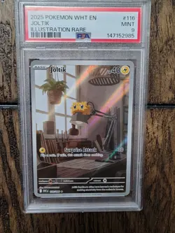 2025 POKEMON WHT EN-WHITE FLARE ILLUSTRATION RARE #116 JOLTIK PSA 9 - Image 1