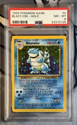 1999 POKEMON GAME #2 BLASTOISE-HOLO PSA 8 - Image 1