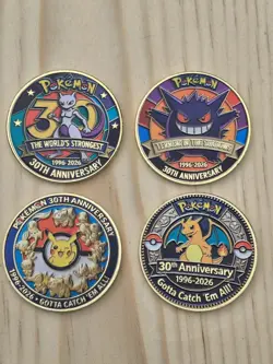 Pokemon 30th Anniversary Collectible Metal Coins Set Of 4 - Image 1