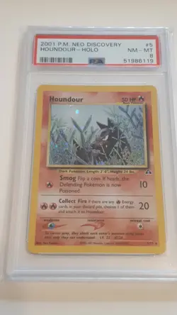 Pokemon 2001 Neo Discovery holo Houndour #5/75 PSA8 NM-MT - Image 1
