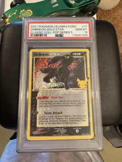 2021 Pokemon Celebrations POP Series 5 #17 Umbreon Gold Star PSA 10 GEM MINT - Image 1