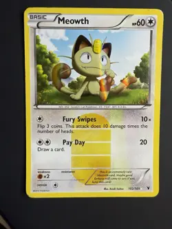 Meowth 102/101 Noble Victories Secret Rare Holo 60 HP Pokemon 2011 MP - Image 1