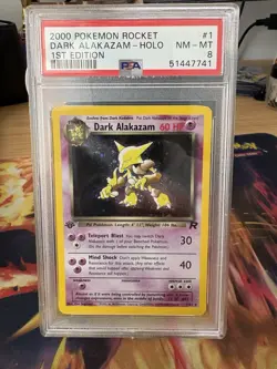 Pokemon Dark Alakazam 1/82 Team Rocket 1st Edition Holo PSA 8 60 HP - Image 1