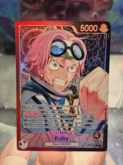 Koby OP11-001 NM ALTERNATE ART FOIL A Fist of Divine Speed One Piece Leader Card - Image 1