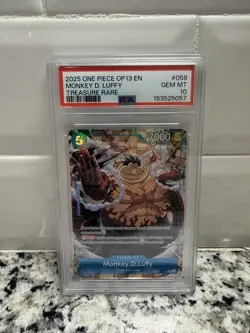 2025 ONE PIECE OP13 TREASURE RARE MONKEY D. LUFFY OP11-58 PSA 10 EN PSA 10 - Image 1