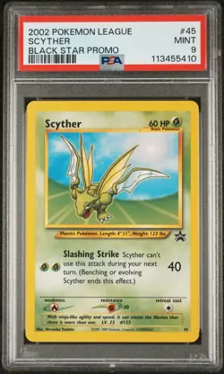 2002 POKEMON LEAGUE PROMO BLACK STAR 45 SCYTHER - PSA 9 - Image 1