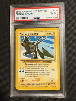 Pokemon TCG Neo Destiny Shining Raichu #111 PSA 8 NM-MT - Image 1