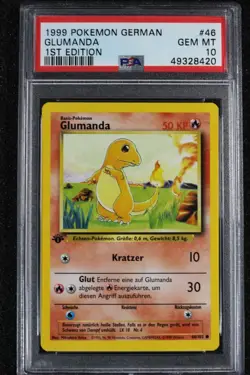 1999 Pokemon German 1st Edition Charmander Glumanda #46 PSA 10 GEM MINT - Image 1