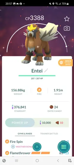 Pokemon Go Shiny Legendary Entei ( High CP ) - Image 1