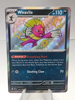Pokemon TCG Weavile Scarlet & Violet Paldean Fates 183/091 Shiny Holo Rare - #1 - Image 1