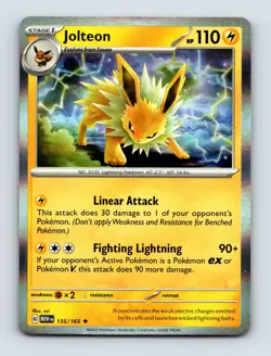 Jolteon 135/165 SV: Scarlet & Violet 151 Rare Holo Pokemon NM - Image 1