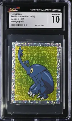 Heracross Pokemon Merlin (2001) Series 3 - 32 Holographic CGC 10 - Image 1