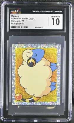 CGC 10 Mareep Pokemon Merlin (2001) Series 3 - 77 Holographic (POP 2) - Image 1