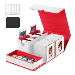 Trading Card Storage Box with Commander Display for MTG, TCG, White & Red - Image 2