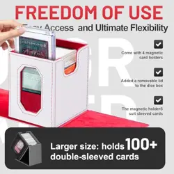 Trading Card Storage Box with Commander Display for MTG, TCG, White & Red - Image 3